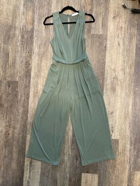 Astr Sage Green Sleeveless V-Neck Jumpsuit